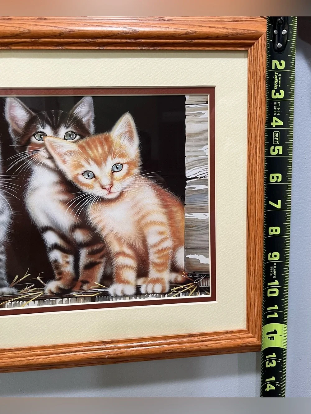 Vintage Cat Kitten Art Print – 3 Kittens – Wood Frame – Cottagecore Farmhouse